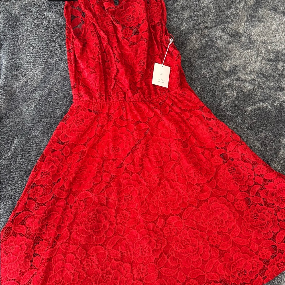 LC Lauren Conrad Red Tiered A-line Maxi Dress